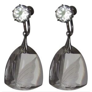 Rock Crystal reversed carved butterfly earrings Art Deco
